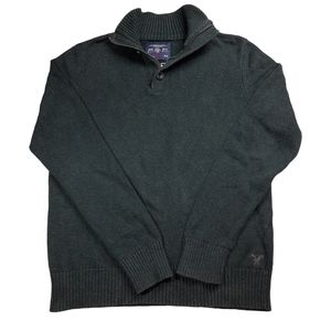 American Eagle Outfitters Quarter Zip Cotton Sweater Blue SZ M